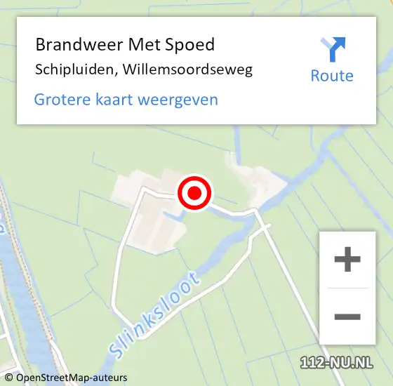 Locatie op kaart van de 112 melding: Brandweer Met Spoed Naar Schipluiden, Willemsoordseweg op 9 juli 2022 16:46