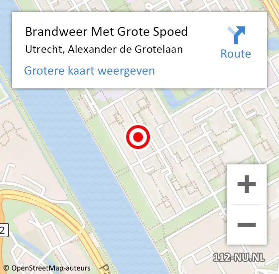 Locatie op kaart van de 112 melding: Brandweer Met Grote Spoed Naar Utrecht, Alexander de Grotelaan op 9 juli 2022 16:55