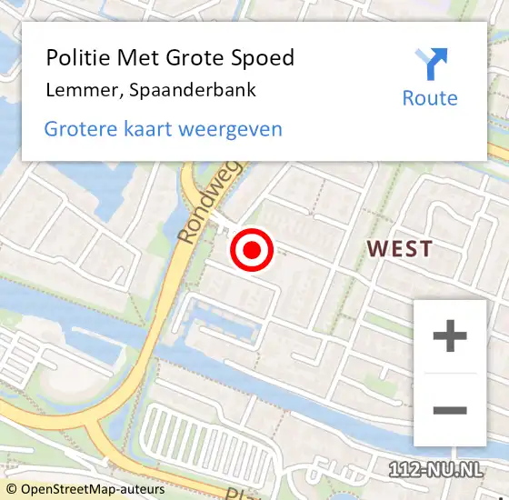 Locatie op kaart van de 112 melding: Politie Met Grote Spoed Naar Lemmer, Spaanderbank op 9 juli 2022 17:17