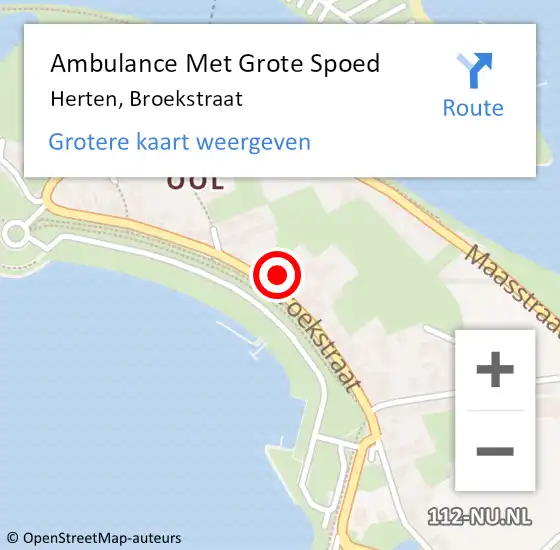 Locatie op kaart van de 112 melding: Ambulance Met Grote Spoed Naar Herten, Broekstraat op 9 juli 2022 17:32