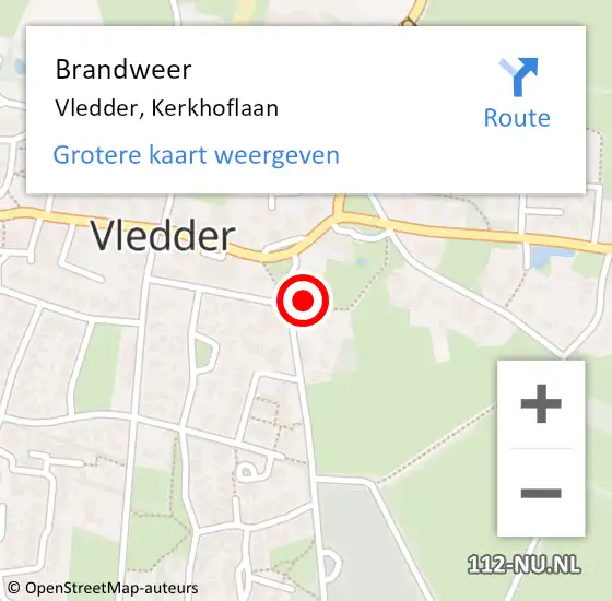 Locatie op kaart van de 112 melding: Brandweer Vledder, Kerkhoflaan op 9 juli 2022 17:56