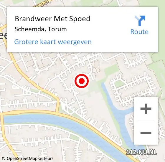 Locatie op kaart van de 112 melding: Brandweer Met Spoed Naar Scheemda, Torum op 9 juli 2022 18:04