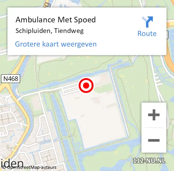 Locatie op kaart van de 112 melding: Ambulance Met Spoed Naar Schipluiden, Tiendweg op 9 juli 2022 18:09