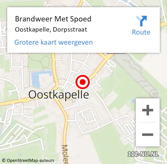 Locatie op kaart van de 112 melding: Brandweer Met Spoed Naar Oostkapelle, Dorpsstraat op 9 juli 2022 18:17