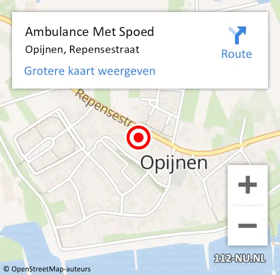 Locatie op kaart van de 112 melding: Ambulance Met Spoed Naar Opijnen, Repensestraat op 9 juli 2022 18:22