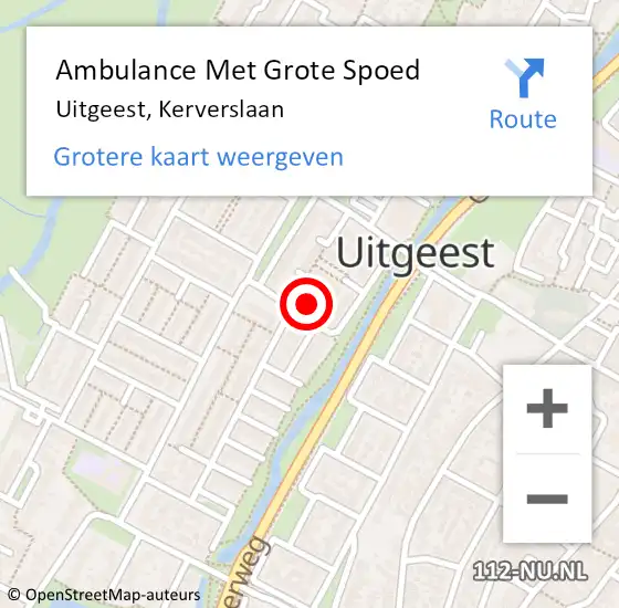 Locatie op kaart van de 112 melding: Ambulance Met Grote Spoed Naar Uitgeest, Kerverslaan op 9 juli 2022 18:23