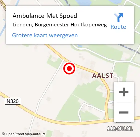 Locatie op kaart van de 112 melding: Ambulance Met Spoed Naar Lienden, Burgemeester Houtkoperweg op 9 juli 2022 18:47
