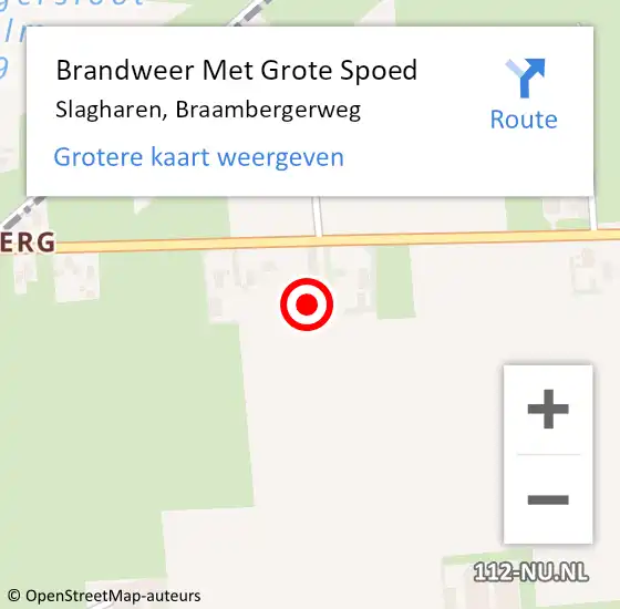 Locatie op kaart van de 112 melding: Brandweer Met Grote Spoed Naar Slagharen, Braambergerweg op 9 juli 2022 18:48
