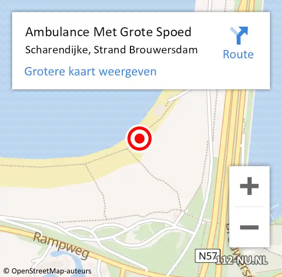 Locatie op kaart van de 112 melding: Ambulance Met Grote Spoed Naar Scharendijke, Strand Brouwersdam op 9 juli 2022 19:17