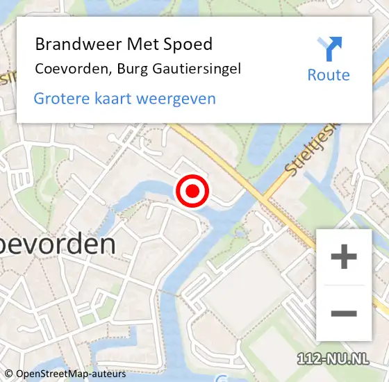 Locatie op kaart van de 112 melding: Brandweer Met Spoed Naar Coevorden, Burg Gautiersingel op 9 juli 2022 19:45