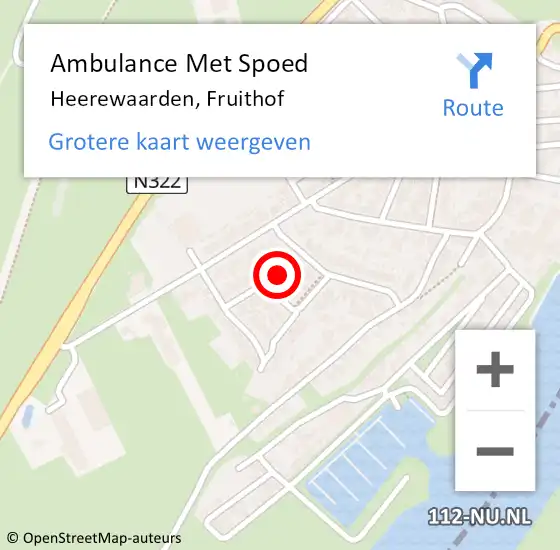 Locatie op kaart van de 112 melding: Ambulance Met Spoed Naar Heerewaarden, Fruithof op 9 juli 2022 19:53