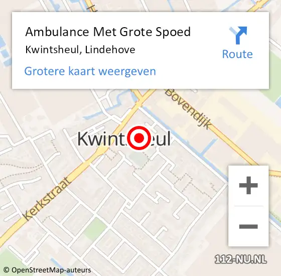 Locatie op kaart van de 112 melding: Ambulance Met Grote Spoed Naar Kwintsheul, Lindehove op 9 juli 2022 19:55