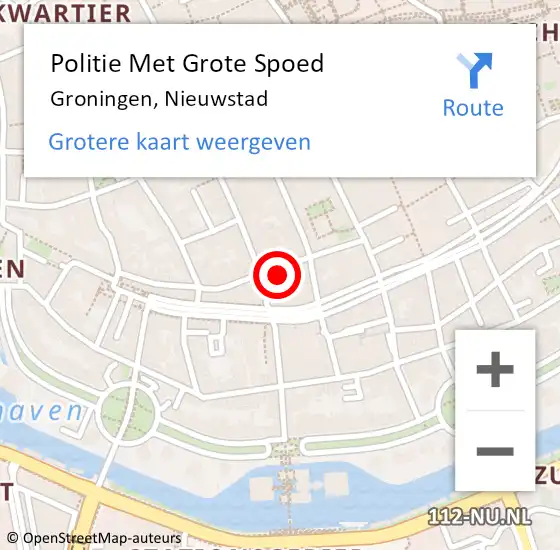 Locatie op kaart van de 112 melding: Politie Met Grote Spoed Naar Groningen, Nieuwstad op 9 juli 2022 19:56