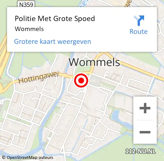 Locatie op kaart van de 112 melding: Politie Met Grote Spoed Naar Wommels op 9 juli 2022 19:57