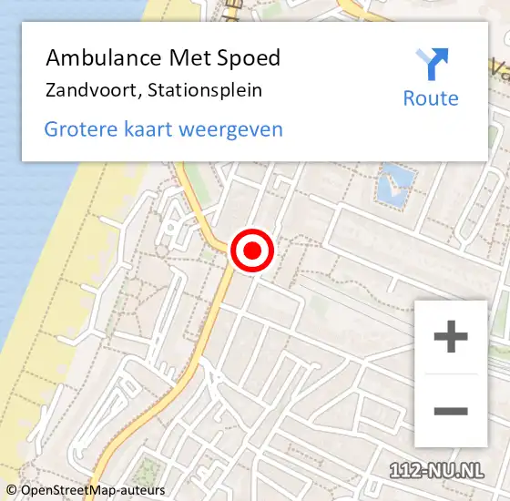 Locatie op kaart van de 112 melding: Ambulance Met Spoed Naar Zandvoort, Stationsplein op 9 juli 2022 20:18