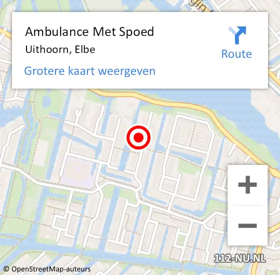 Locatie op kaart van de 112 melding: Ambulance Met Spoed Naar Uithoorn, Elbe op 9 juli 2022 20:20
