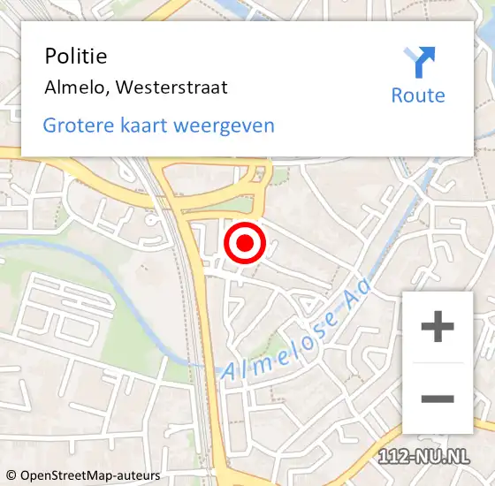 Locatie op kaart van de 112 melding: Politie Almelo, Westerstraat op 9 juli 2022 20:20