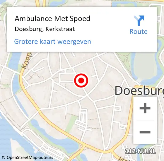 Locatie op kaart van de 112 melding: Ambulance Met Spoed Naar Doesburg, Kerkstraat op 9 juli 2022 20:24