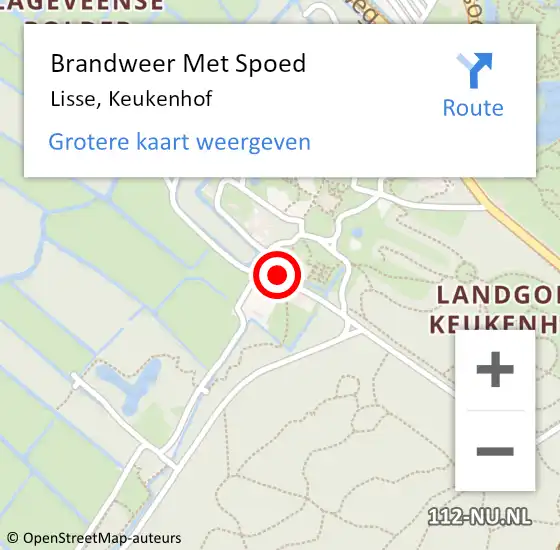 Locatie op kaart van de 112 melding: Brandweer Met Spoed Naar Lisse, Keukenhof op 9 juli 2022 20:45