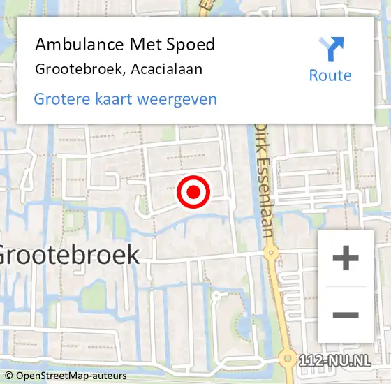 Locatie op kaart van de 112 melding: Ambulance Met Spoed Naar Grootebroek, Acacialaan op 9 juli 2022 20:46