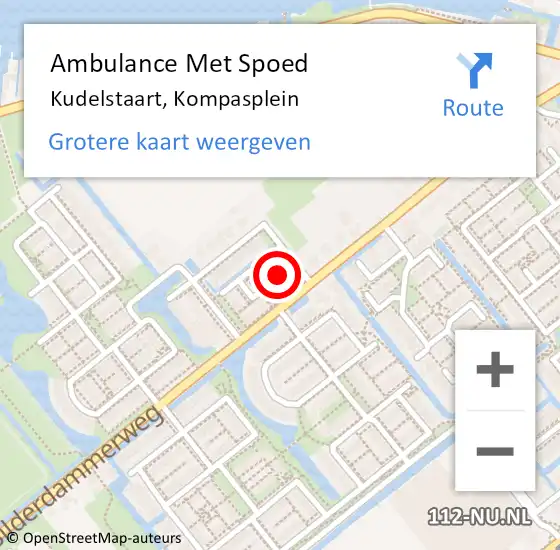 Locatie op kaart van de 112 melding: Ambulance Met Spoed Naar Kudelstaart, Kompasplein op 9 juli 2022 21:00