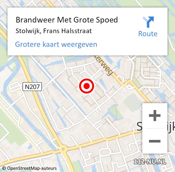 Locatie op kaart van de 112 melding: Brandweer Met Grote Spoed Naar Stolwijk, Frans Halsstraat op 9 juli 2022 21:03