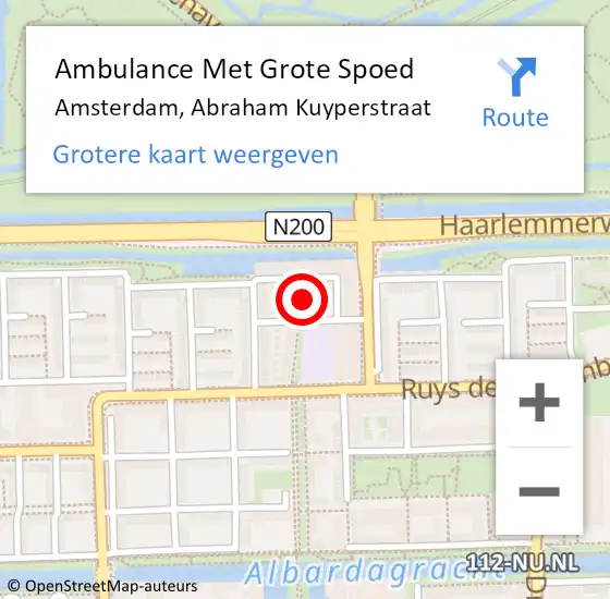 Locatie op kaart van de 112 melding: Ambulance Met Grote Spoed Naar Amsterdam, Abraham Kuyperstraat op 9 juli 2022 21:14