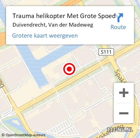 Locatie op kaart van de 112 melding: Trauma helikopter Met Grote Spoed Naar Duivendrecht, Van der Madeweg op 9 juli 2022 21:21