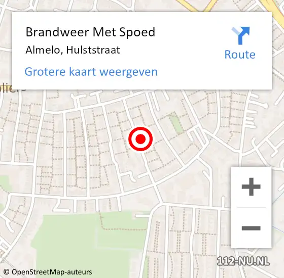 Locatie op kaart van de 112 melding: Brandweer Met Spoed Naar Almelo, Hulststraat op 9 juli 2022 21:29