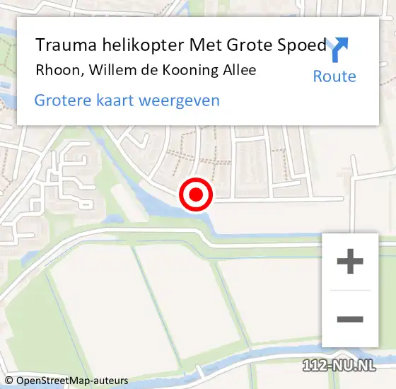 Locatie op kaart van de 112 melding: Trauma helikopter Met Grote Spoed Naar Rhoon, Willem de Kooning Allee op 9 juli 2022 21:40