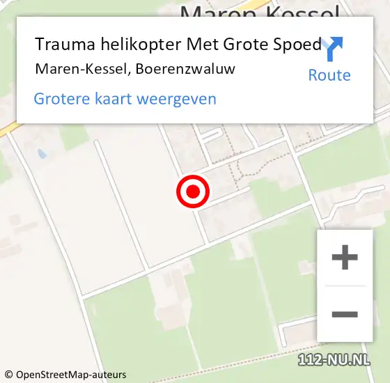 Locatie op kaart van de 112 melding: Trauma helikopter Met Grote Spoed Naar Maren-Kessel, Boerenzwaluw op 9 juli 2022 21:41