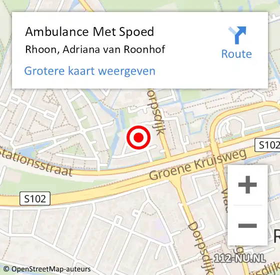 Locatie op kaart van de 112 melding: Ambulance Met Spoed Naar Rhoon, Adriana van Roonhof op 9 juli 2022 21:56