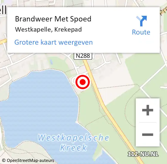 Locatie op kaart van de 112 melding: Brandweer Met Spoed Naar Westkapelle, Krekepad op 9 juli 2022 22:20