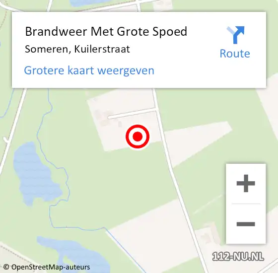 Locatie op kaart van de 112 melding: Brandweer Met Grote Spoed Naar Someren, Kuilerstraat op 9 juli 2022 22:25