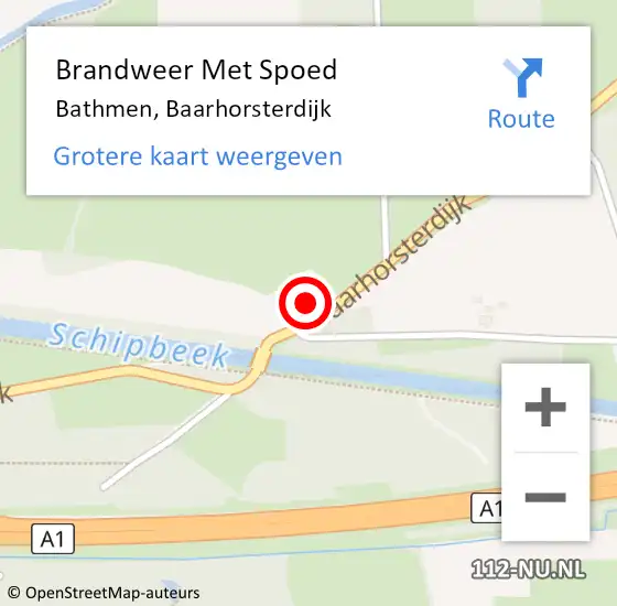 Locatie op kaart van de 112 melding: Brandweer Met Spoed Naar Bathmen, Baarhorsterdijk op 9 juli 2022 22:26