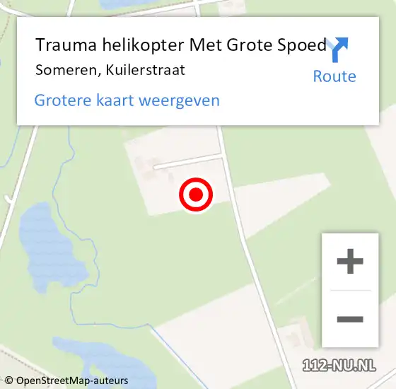 Locatie op kaart van de 112 melding: Trauma helikopter Met Grote Spoed Naar Someren, Kuilerstraat op 9 juli 2022 22:27