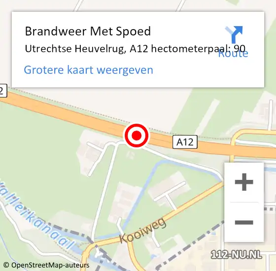 Locatie op kaart van de 112 melding: Brandweer Met Spoed Naar Utrechtse Heuvelrug, A12 hectometerpaal: 90 op 9 juli 2022 22:32