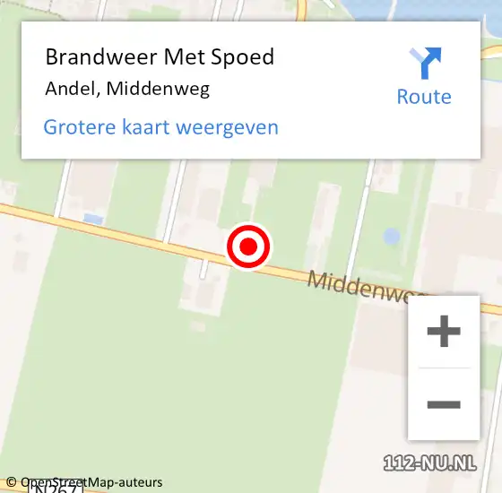 Locatie op kaart van de 112 melding: Brandweer Met Spoed Naar Andel, Middenweg op 9 juli 2022 22:34