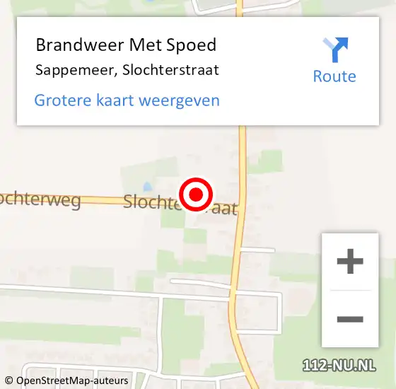 Locatie op kaart van de 112 melding: Brandweer Met Spoed Naar Sappemeer, Slochterstraat op 9 juli 2022 22:46