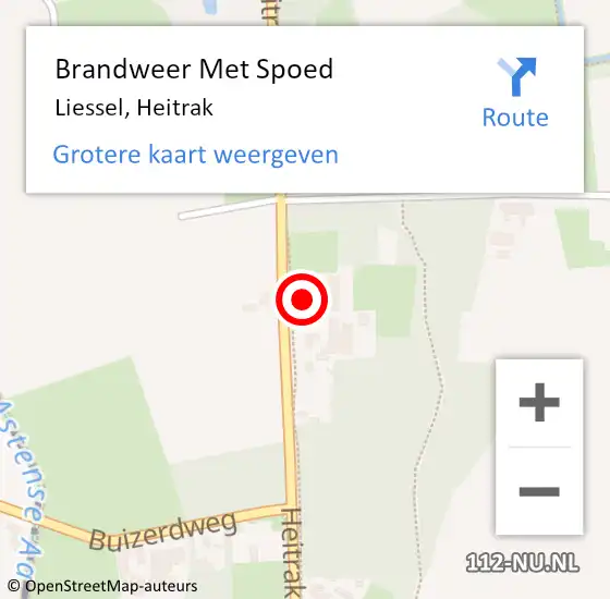 Locatie op kaart van de 112 melding: Brandweer Met Spoed Naar Liessel, Heitrak op 9 juli 2022 22:53