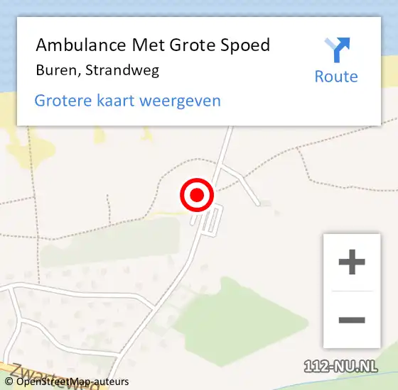 Locatie op kaart van de 112 melding: Ambulance Met Grote Spoed Naar Buren, Strandweg op 22 juli 2014 18:51