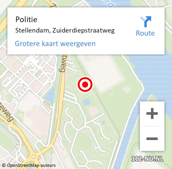 Locatie op kaart van de 112 melding: Politie Stellendam, Zuiderdiepstraatweg op 9 juli 2022 23:00