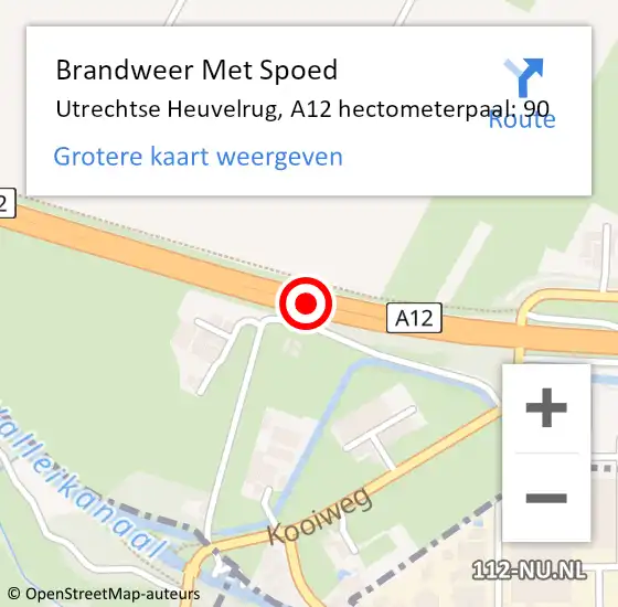 Locatie op kaart van de 112 melding: Brandweer Met Spoed Naar Utrechtse Heuvelrug, A12 hectometerpaal: 90 op 9 juli 2022 23:11