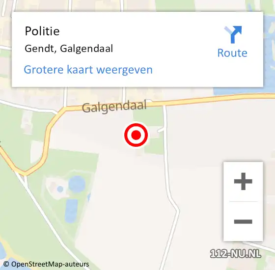 Locatie op kaart van de 112 melding: Politie Gendt, Galgendaal op 9 juli 2022 23:30