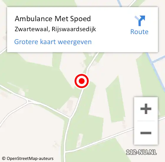 Locatie op kaart van de 112 melding: Ambulance Met Spoed Naar Zwartewaal, Rijswaardsedijk op 9 juli 2022 23:35