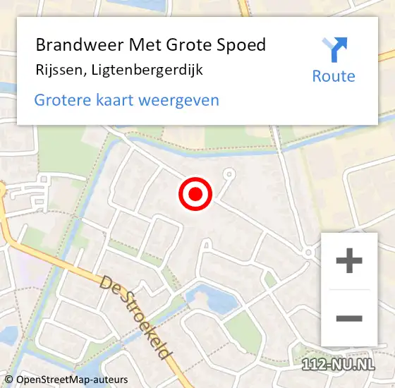 Locatie op kaart van de 112 melding: Brandweer Met Grote Spoed Naar Rijssen, Ligtenbergerdijk op 9 juli 2022 23:39