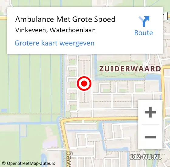 Locatie op kaart van de 112 melding: Ambulance Met Grote Spoed Naar Vinkeveen, Waterhoenlaan op 9 juli 2022 23:44