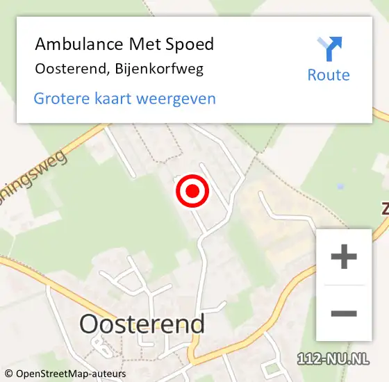 Locatie op kaart van de 112 melding: Ambulance Met Spoed Naar Oosterend, Bijenkorfweg op 9 juli 2022 23:59