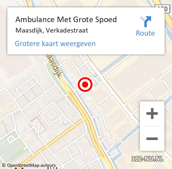 Locatie op kaart van de 112 melding: Ambulance Met Grote Spoed Naar Maasdijk, Verkadestraat op 10 juli 2022 00:28