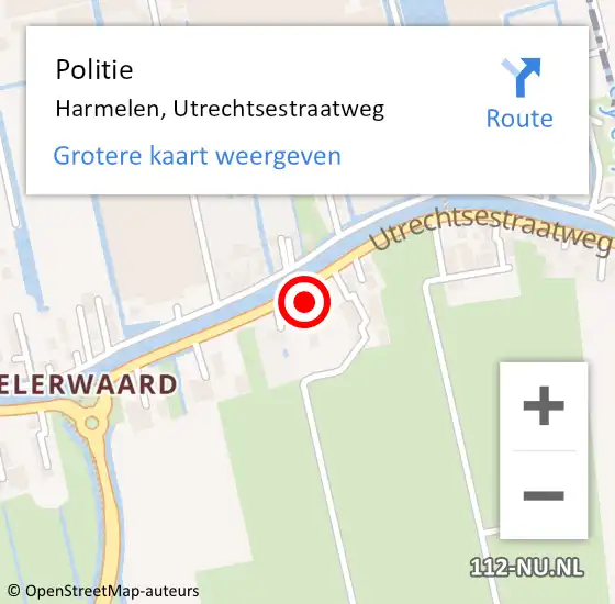 Locatie op kaart van de 112 melding: Politie Harmelen, Utrechtsestraatweg op 10 juli 2022 00:32